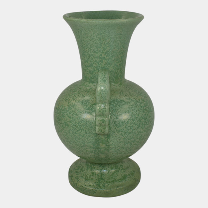 Haeger 1920s Arts and Crafts Pottery Frosted Matte Green Handled Vase