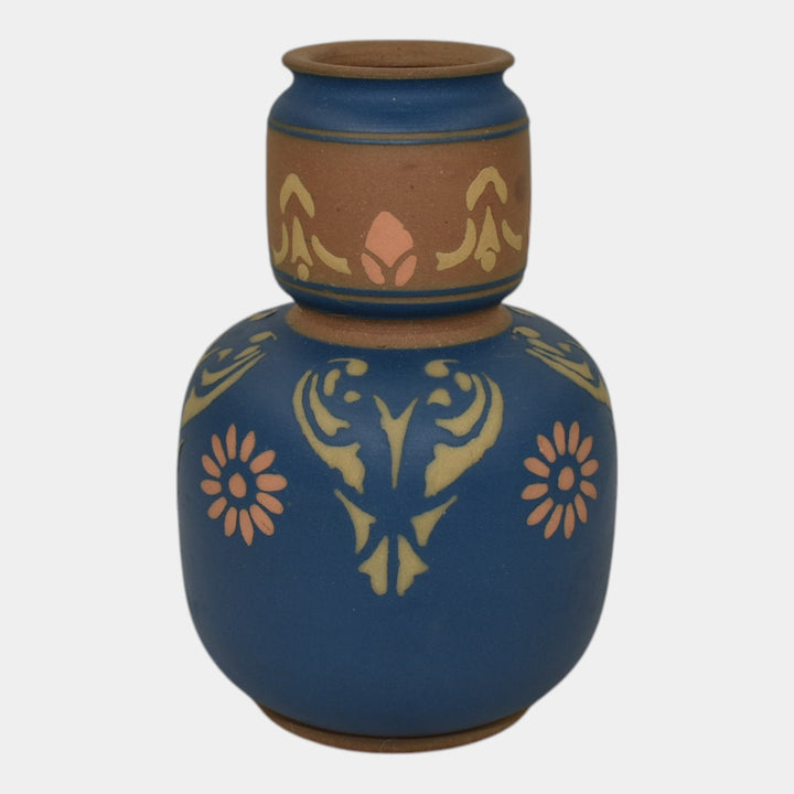 Lovatt Langley Ware English 1890s Vintage Art Pottery Blue Ceramic Vase 1012