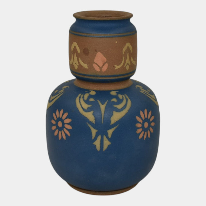 Lovatt Langley Ware English 1890s Vintage Art Pottery Blue Ceramic Vase 1012