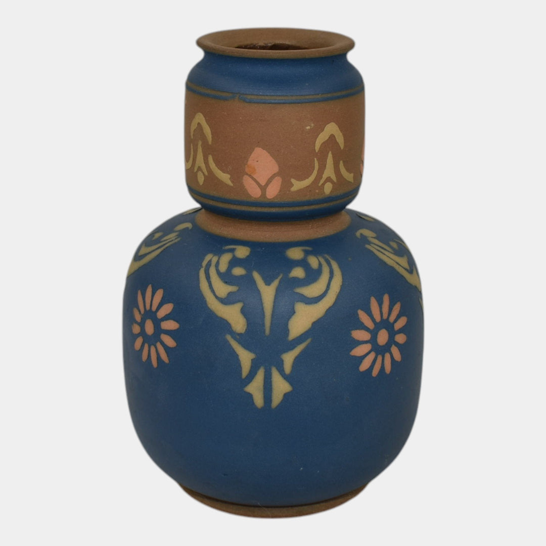 Lovatt Langley Ware English 1890s Vintage Art Pottery Blue Ceramic Vase 1012