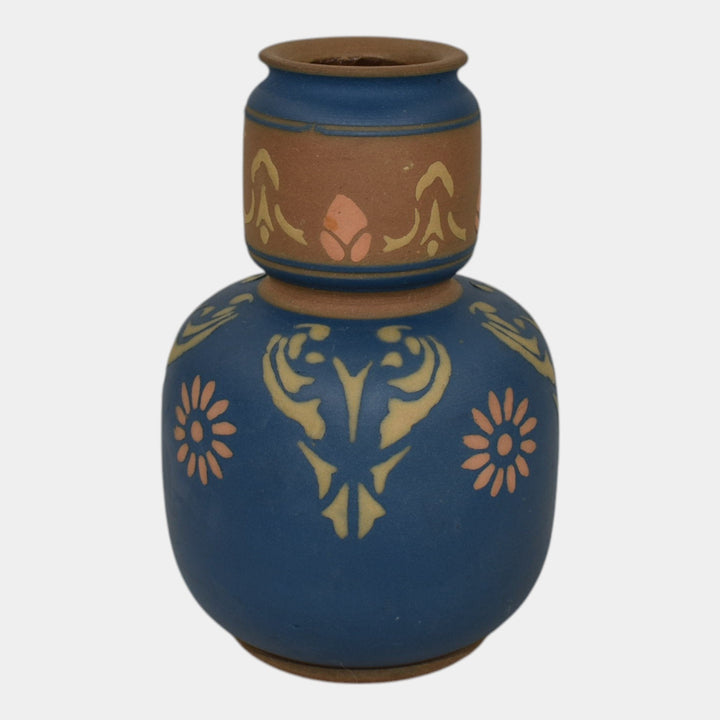 Lovatt Langley Ware English 1890s Vintage Art Pottery Blue Ceramic Vase 1012