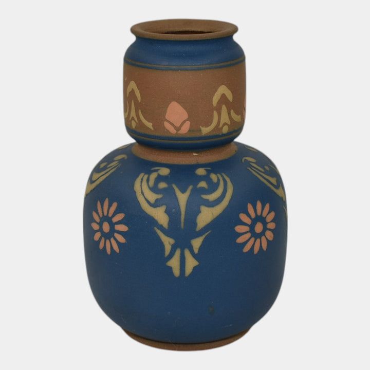 Lovatt Langley Ware English 1890s Vintage Art Pottery Blue Ceramic Vase 1012