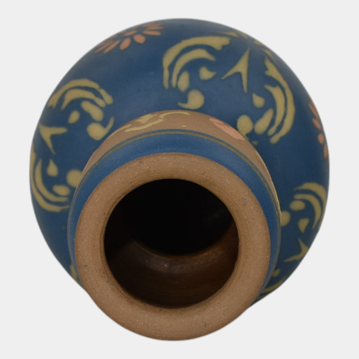 Lovatt Langley Ware English 1890s Vintage Art Pottery Blue Ceramic Vase 1012