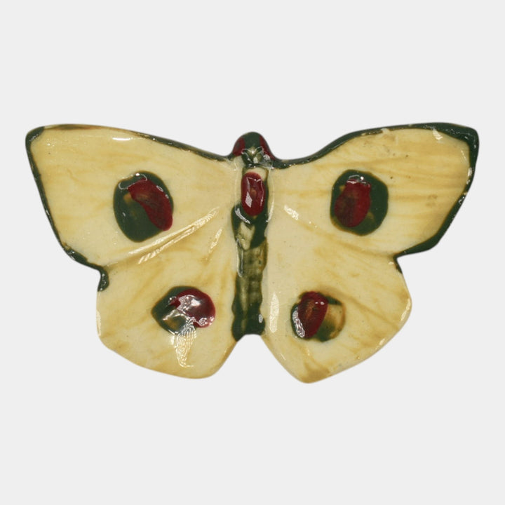 Weller Brighton 1915 Vintage Art Pottery Green Ceramic Butterfly Ornament
