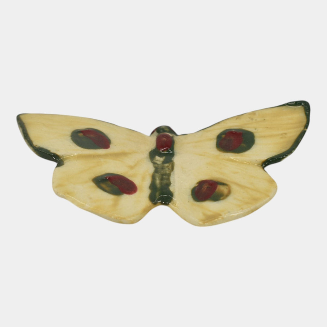 Weller Brighton 1915 Vintage Art Pottery Green Ceramic Butterfly Ornament