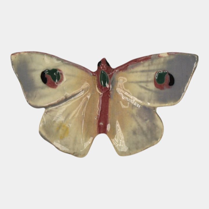 Weller Brighton 1915 Vintage Art Pottery Blue Ceramic Butterfly Ornament