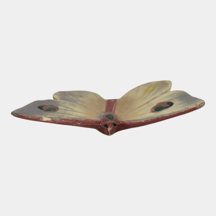 Weller Brighton 1915 Vintage Art Pottery Blue Ceramic Butterfly Ornament