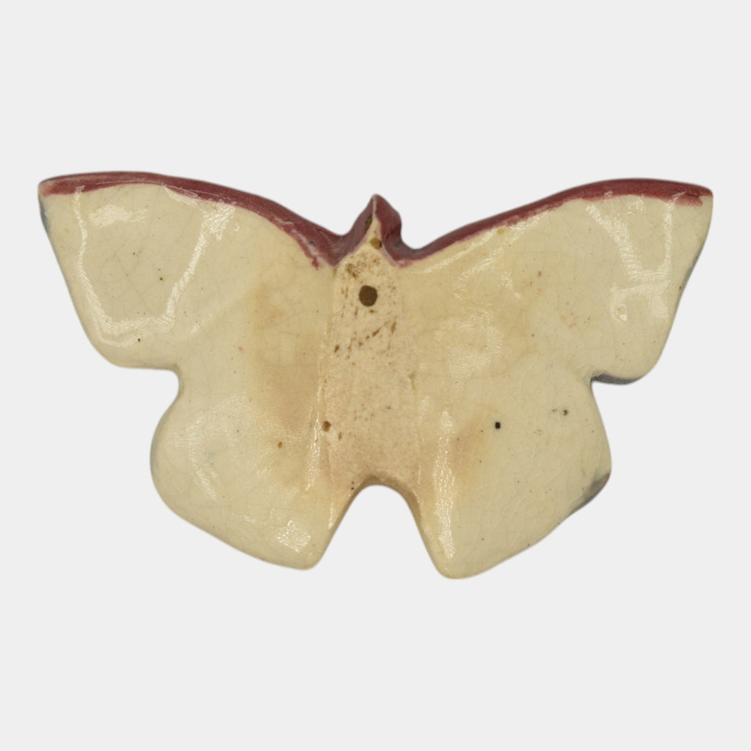 Weller Brighton 1915 Vintage Art Pottery Blue Ceramic Butterfly Ornament