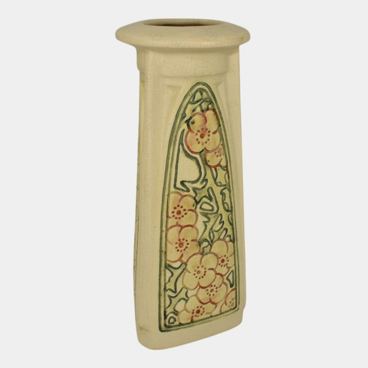 Weller Roma 1910s Vintage Art Pottery Three Sided Ceramic Vase