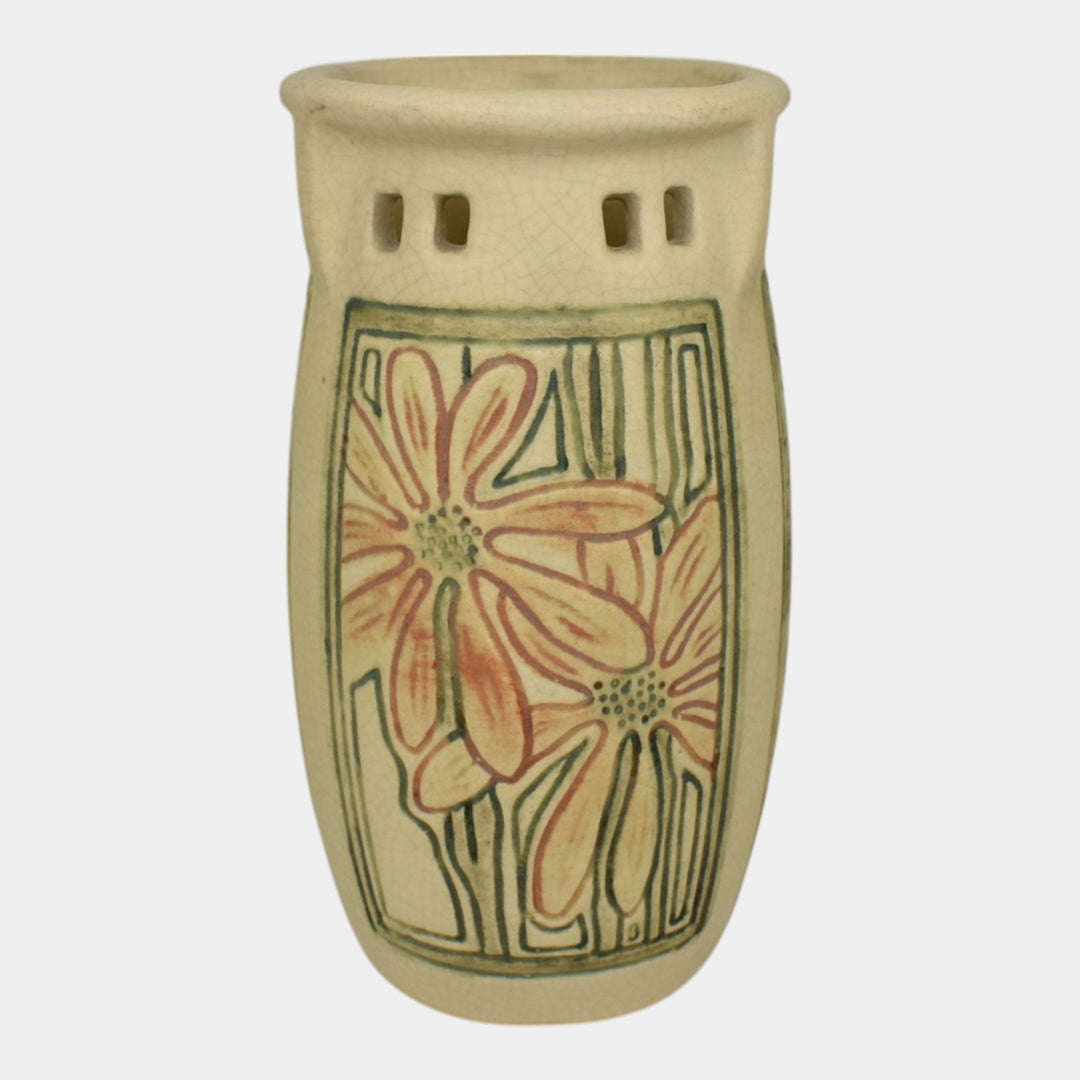Weller Roma 1910s Vintage Art Pottery Buttressed Ceramic Vase