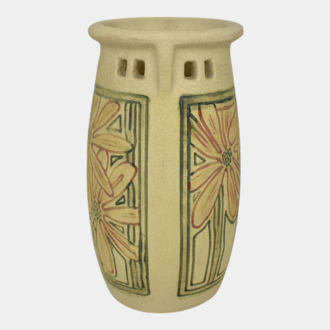 Weller Roma 1910s Vintage Art Pottery Buttressed Ceramic Vase