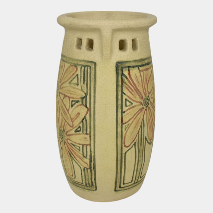 Weller Roma 1910s Vintage Art Pottery Buttressed Ceramic Vase