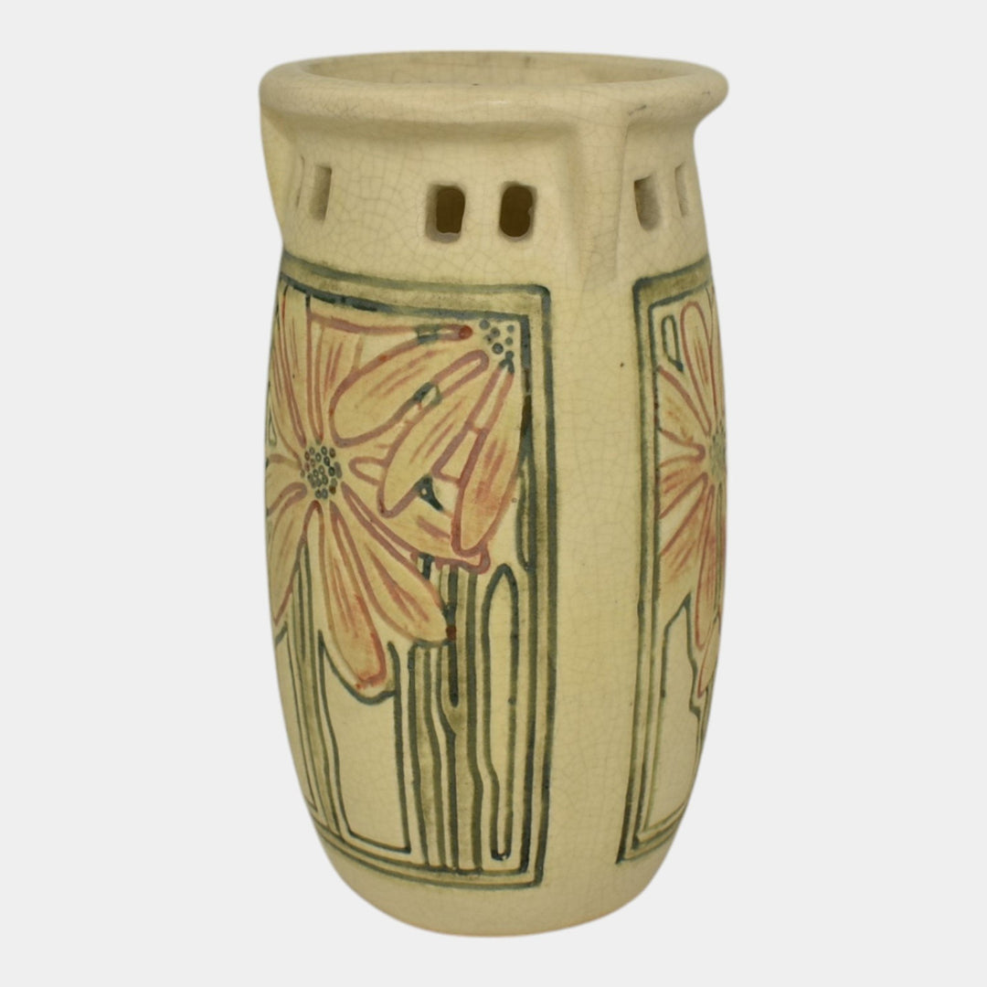 Weller Roma 1910s Vintage Art Pottery Buttressed Ceramic Vase