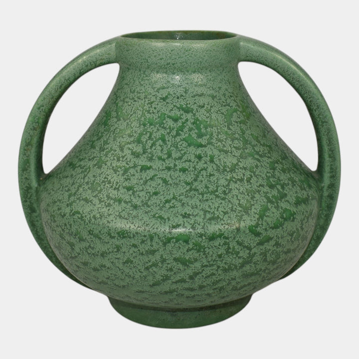 Red Wing Rumrill Vintage Art Pottery Mottled Green Handled Ceramic Vase 261