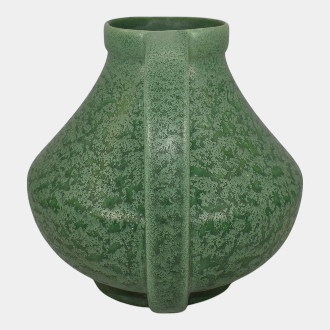 Red Wing Rumrill Vintage Art Pottery Mottled Green Handled Ceramic Vase 261