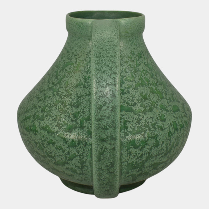 Red Wing Rumrill Vintage Art Pottery Mottled Green Handled Ceramic Vase 261