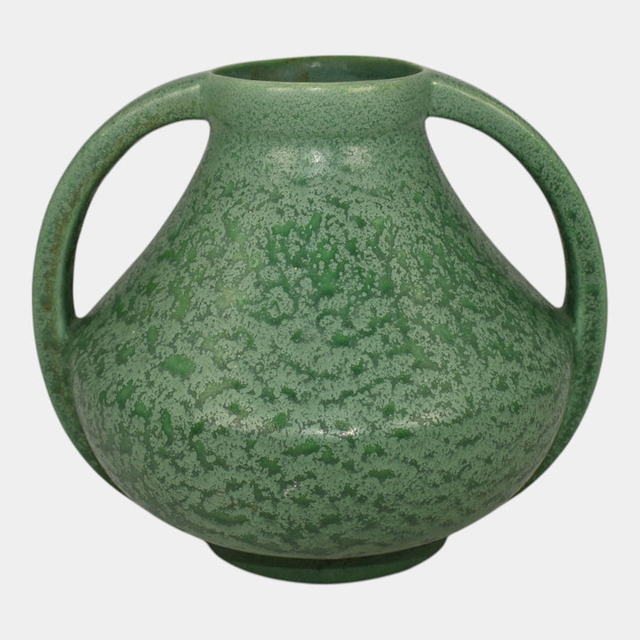 Red Wing Rumrill Vintage Art Pottery Mottled Green Handled Ceramic Vase 261
