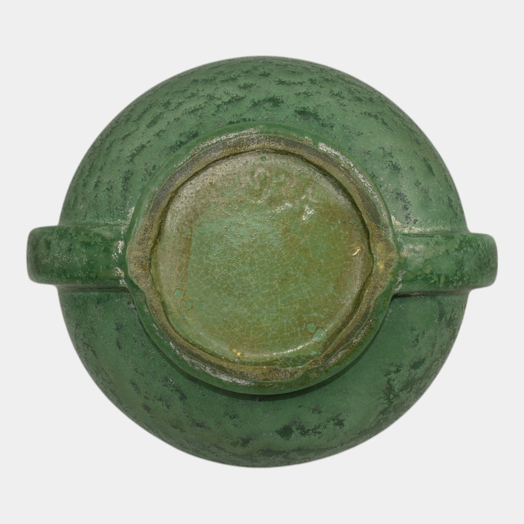 Red Wing Rumrill Vintage Art Pottery Mottled Green Handled Ceramic Vase 261