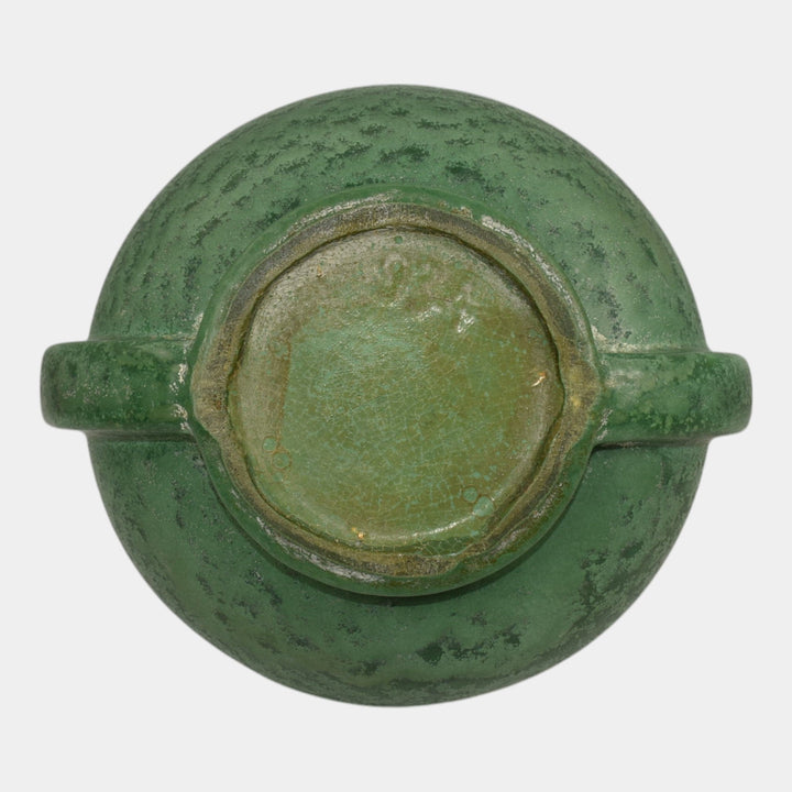 Red Wing Rumrill Vintage Art Pottery Mottled Green Handled Ceramic Vase 261