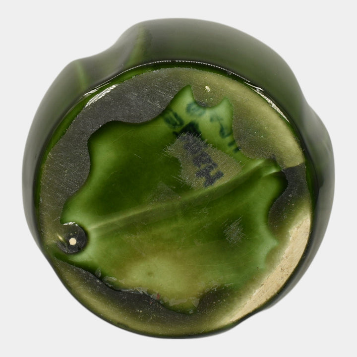 Haeger 1970s Modern Deco Art Pottery Yellow Green Glaze Ceramic Twist Vase - Just Art Pottery