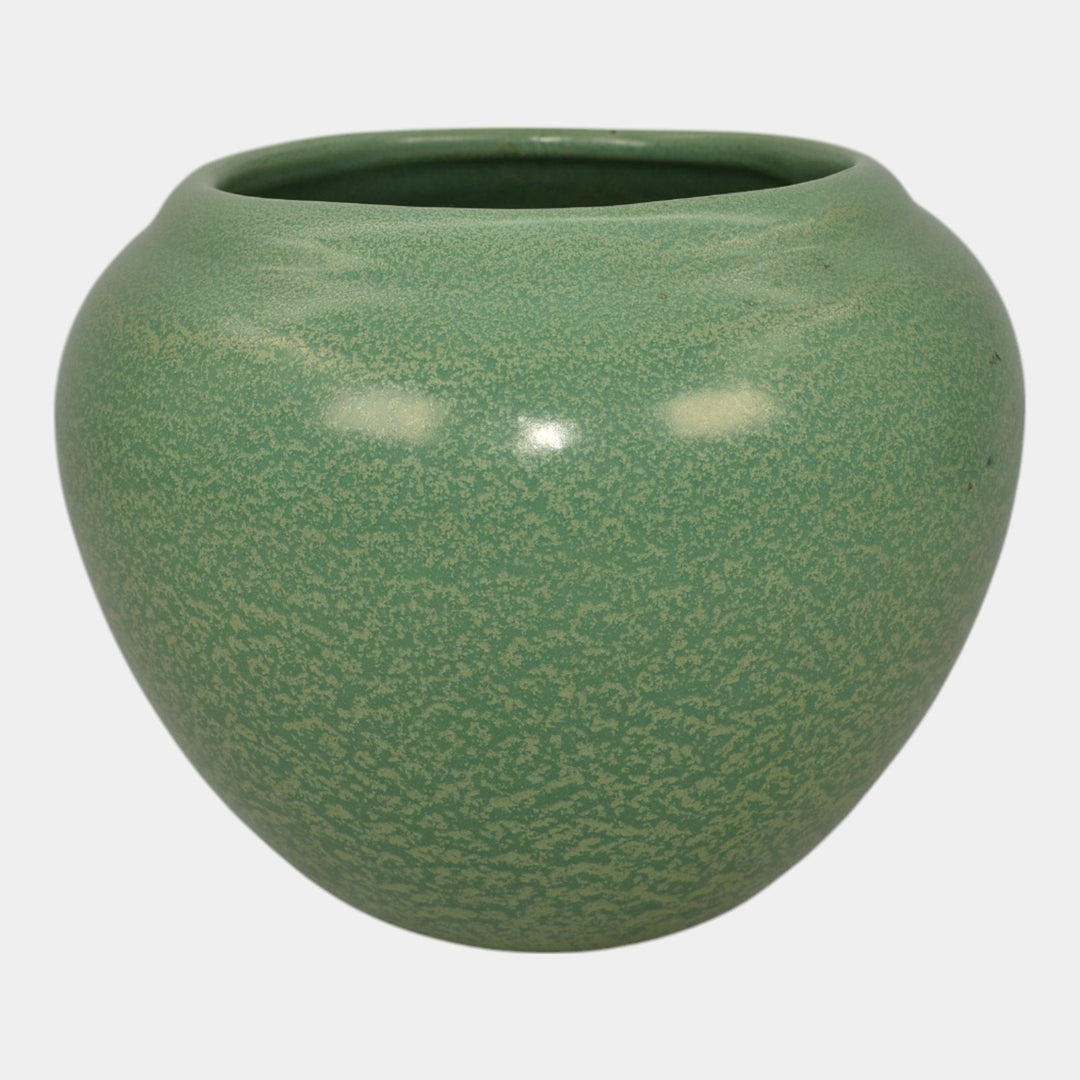 Haeger 1920s Art Pottery Geranium Leaf Frosted Matte Green Planter Vase - Just Art Pottery