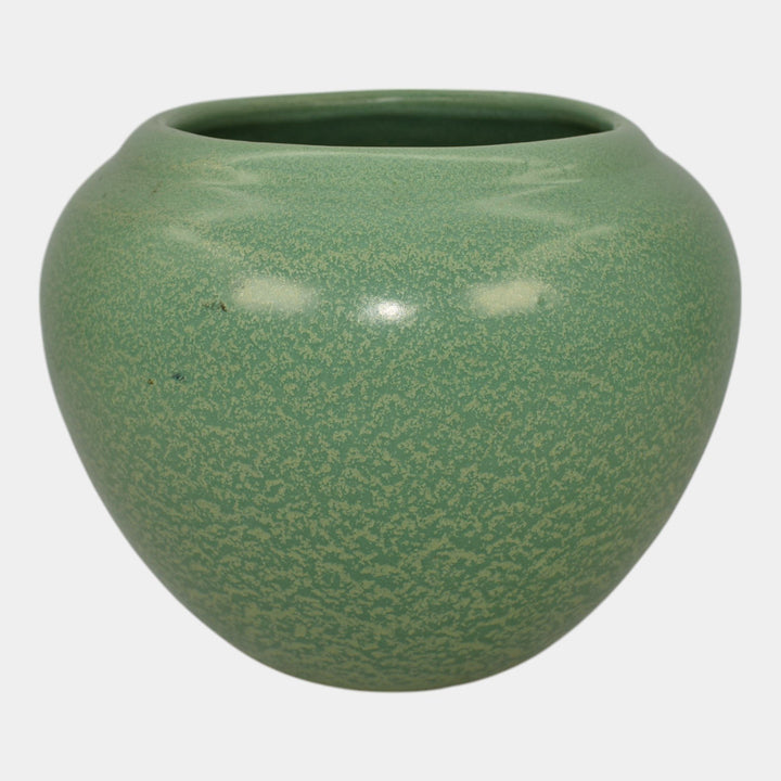 Haeger 1920s Art Pottery Geranium Leaf Frosted Matte Green Planter Vase - Just Art Pottery