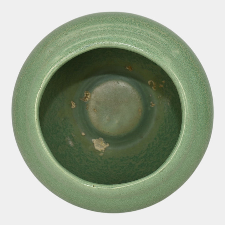 Haeger 1920s Art Pottery Geranium Leaf Frosted Matte Green Planter Vase