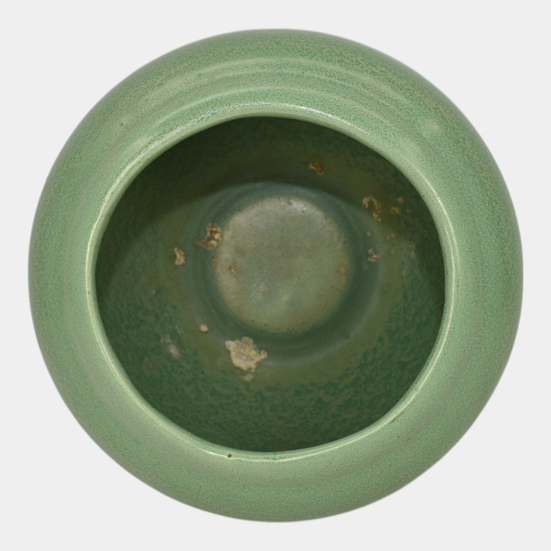 Haeger 1920s Art Pottery Geranium Leaf Frosted Matte Green Planter Vase - Just Art Pottery