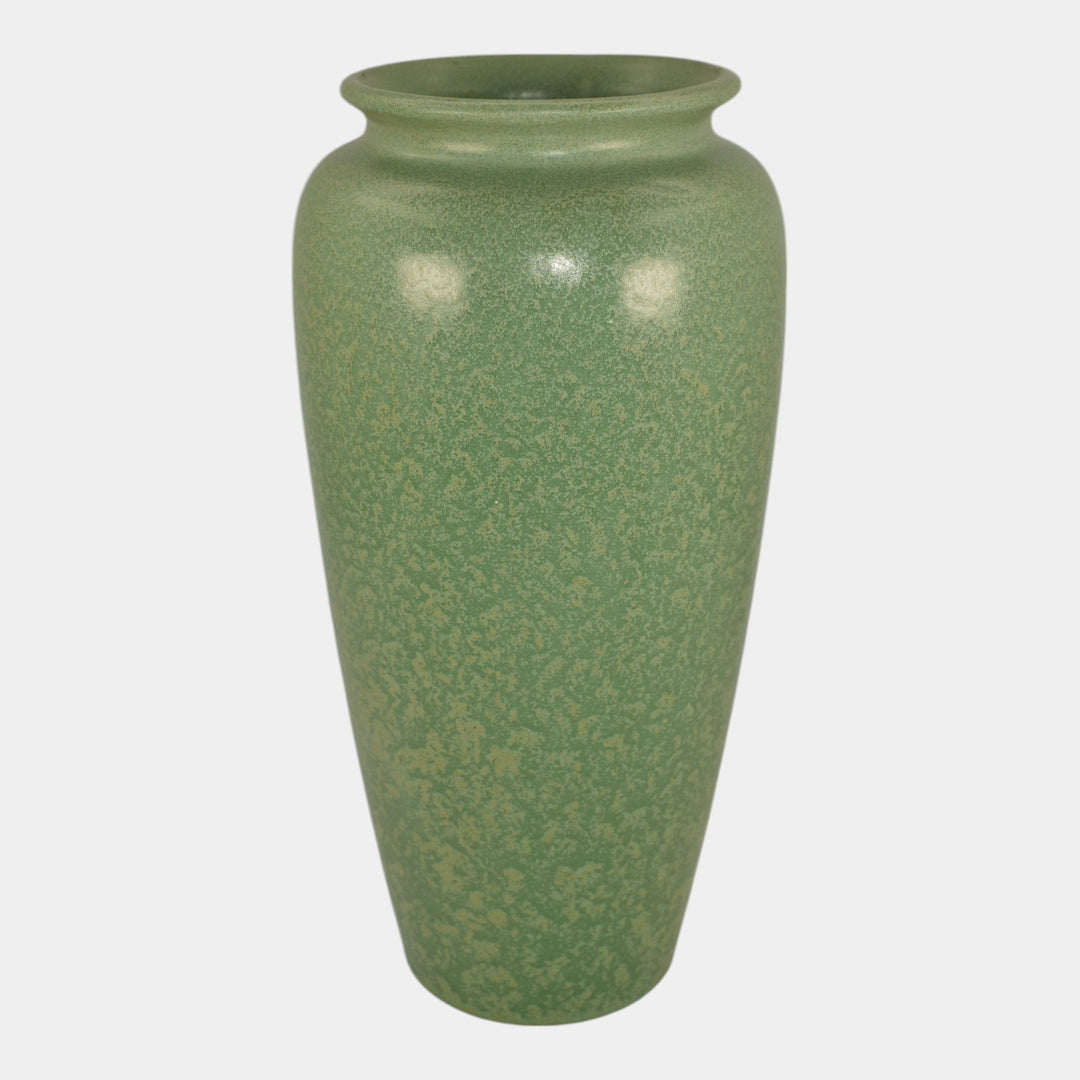 Haeger 1920s Art Pottery Geranium Leaf Frosted Matte Green Tall Vase - Just Art Pottery
