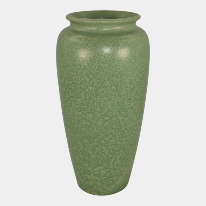 Haeger 1920s Art Pottery Geranium Leaf Frosted Matte Green Tall Vase - Just Art Pottery