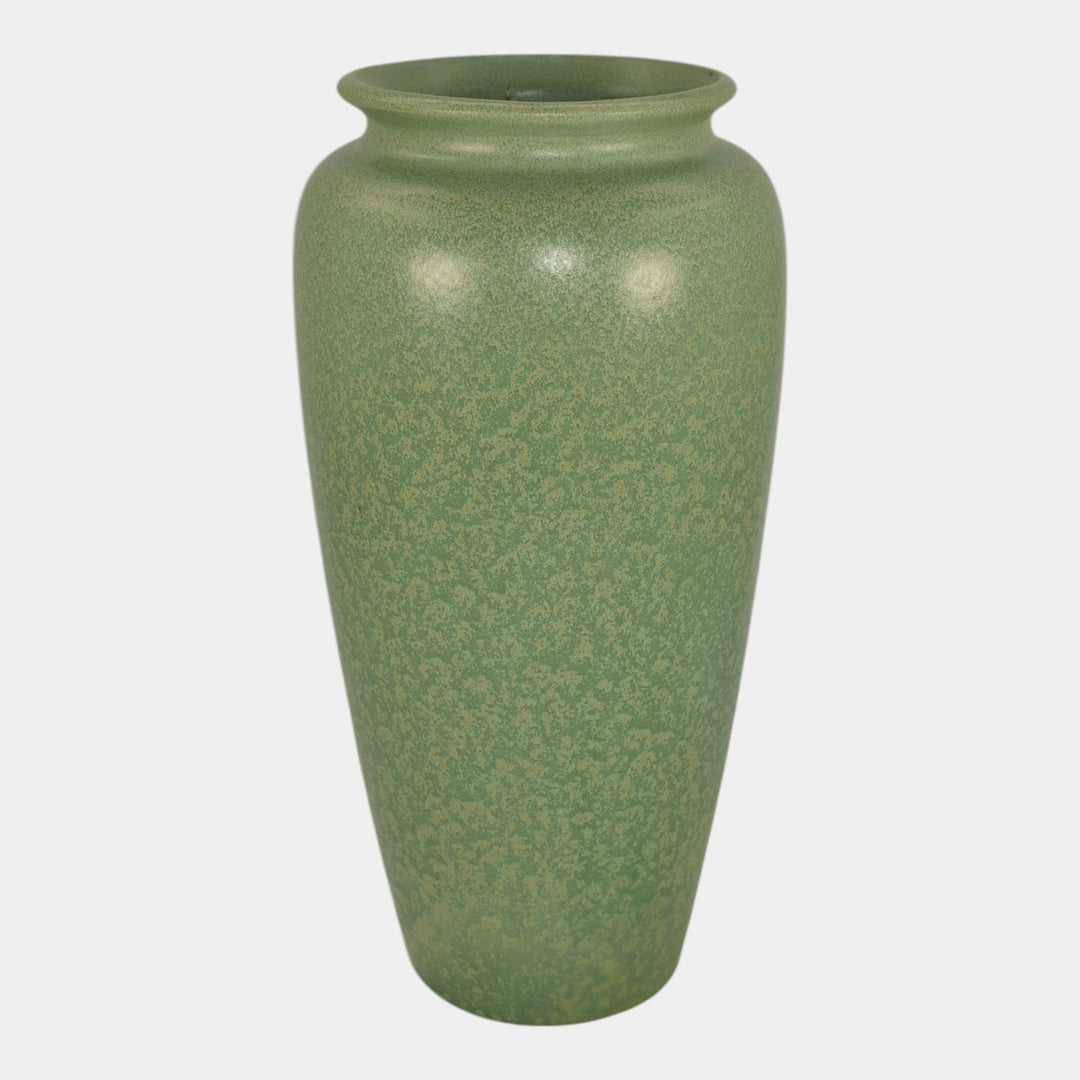 Haeger 1920s Art Pottery Geranium Leaf Frosted Matte Green Tall Vase - Just Art Pottery