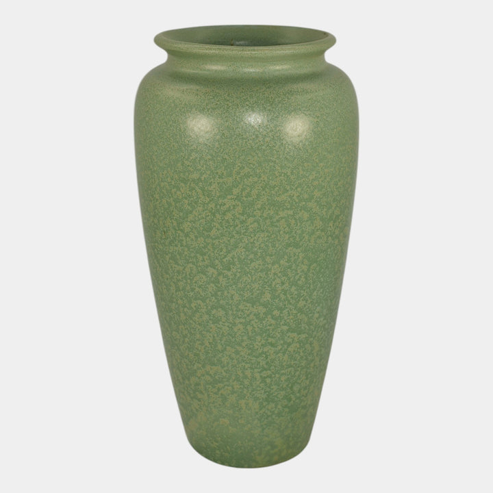 Haeger 1920s Art Pottery Geranium Leaf Frosted Matte Green Tall Vase - Just Art Pottery