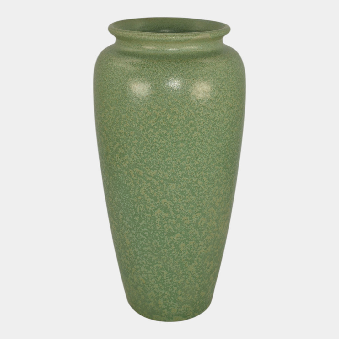 Haeger 1920s Art Pottery Geranium Leaf Frosted Matte Green Tall Vase - Just Art Pottery