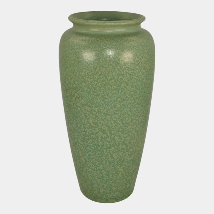 Haeger 1920s Art Pottery Geranium Leaf Frosted Matte Green Tall Vase - Just Art Pottery