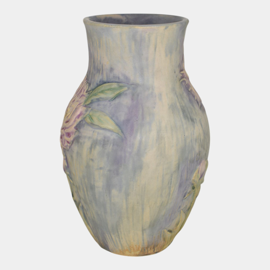 Weller Silvertone 1920s Vintage Art Pottery Pastel Peony Ceramic Vase 3 - Just Art Pottery