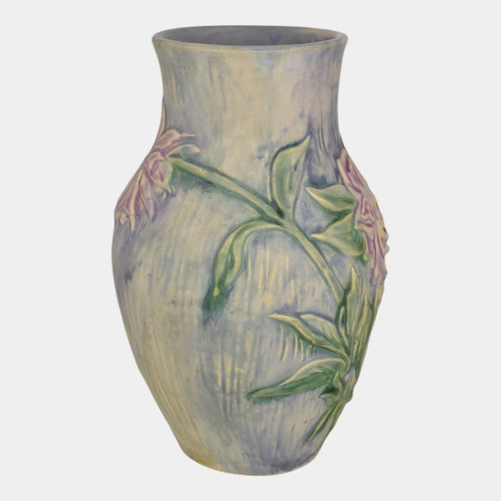Weller Silvertone 1920s Vintage Art Pottery Pastel Peony Ceramic Vase 3 - Just Art Pottery