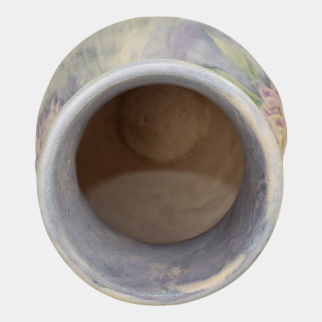 Weller Silvertone 1920s Vintage Art Pottery Pastel Peony Ceramic Vase 3 - Just Art Pottery