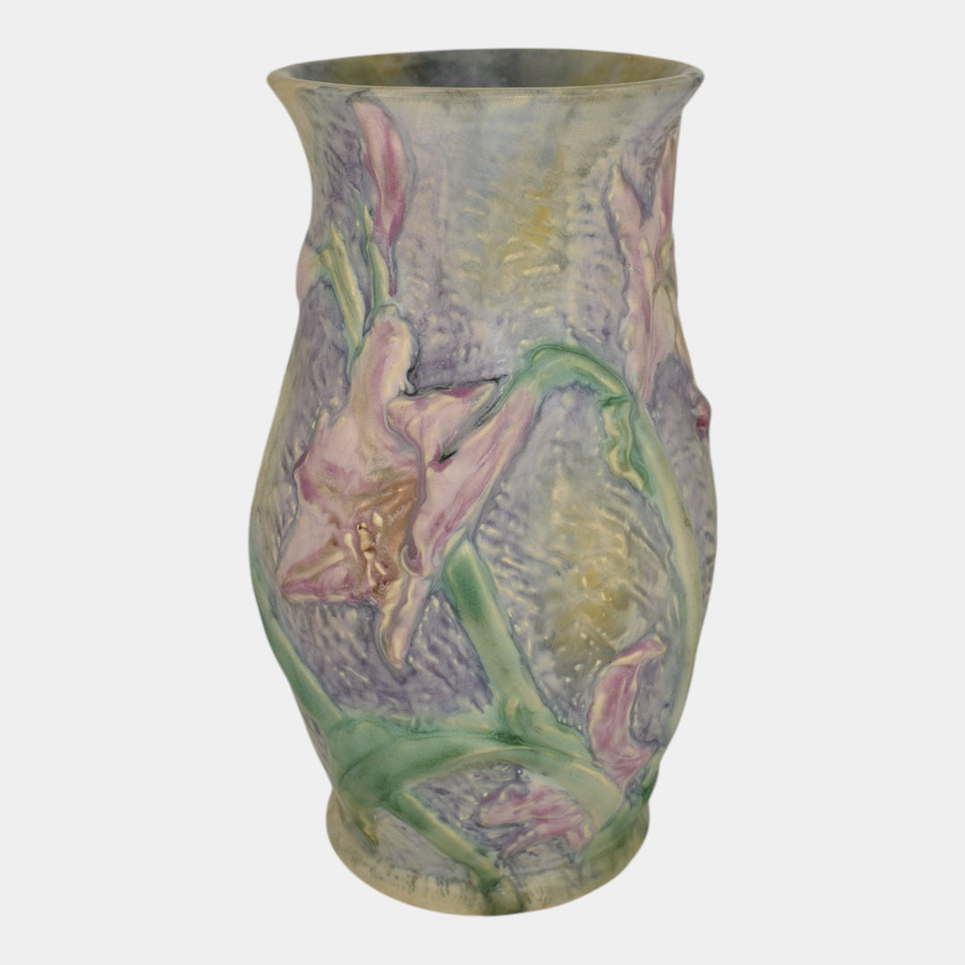 Weller Silvertone 1920s Vintage Art Pottery Floral Pastel Ceramic Vase