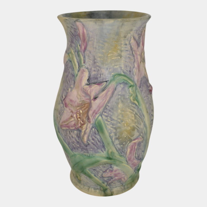 Weller Silvertone 1920s Vintage Art Pottery Floral Pastel Ceramic Vase