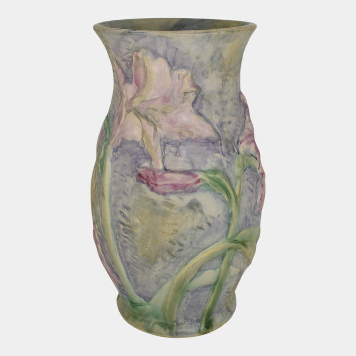 Weller Silvertone 1920s Vintage Art Pottery Floral Pastel Ceramic Vase