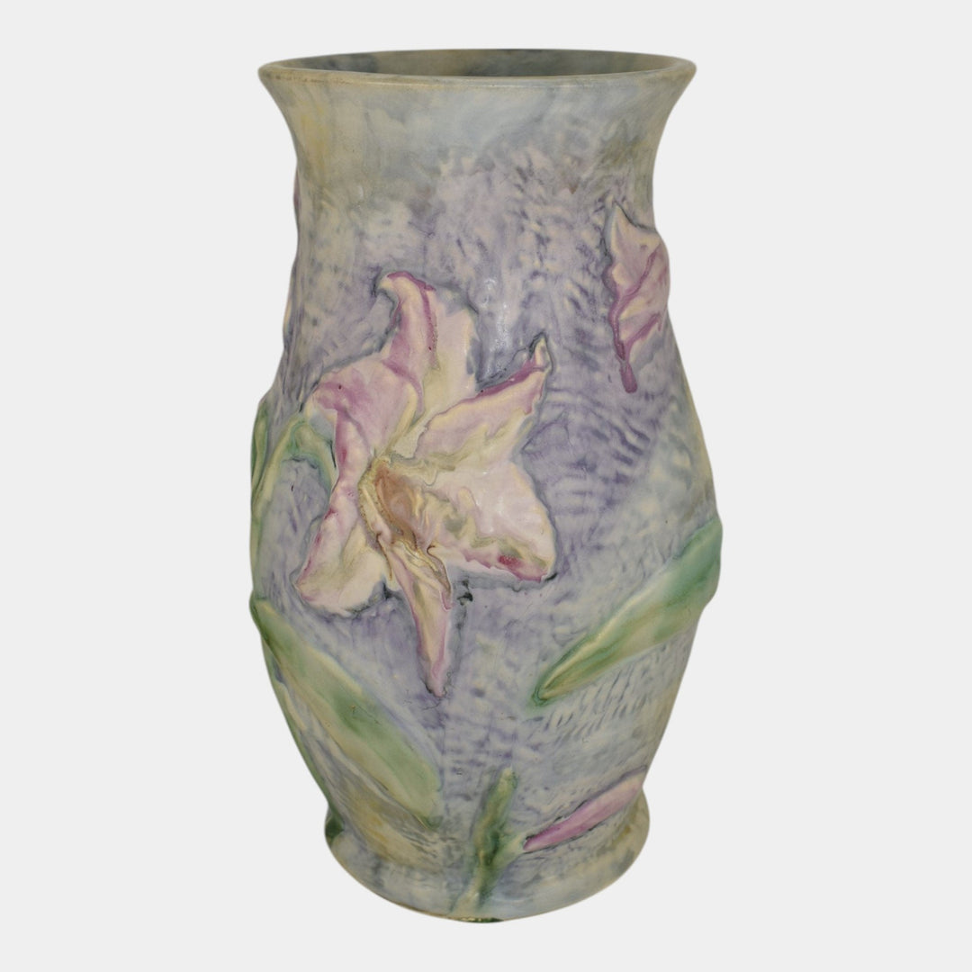 Weller Silvertone 1920s Vintage Art Pottery Floral Pastel Ceramic Vase