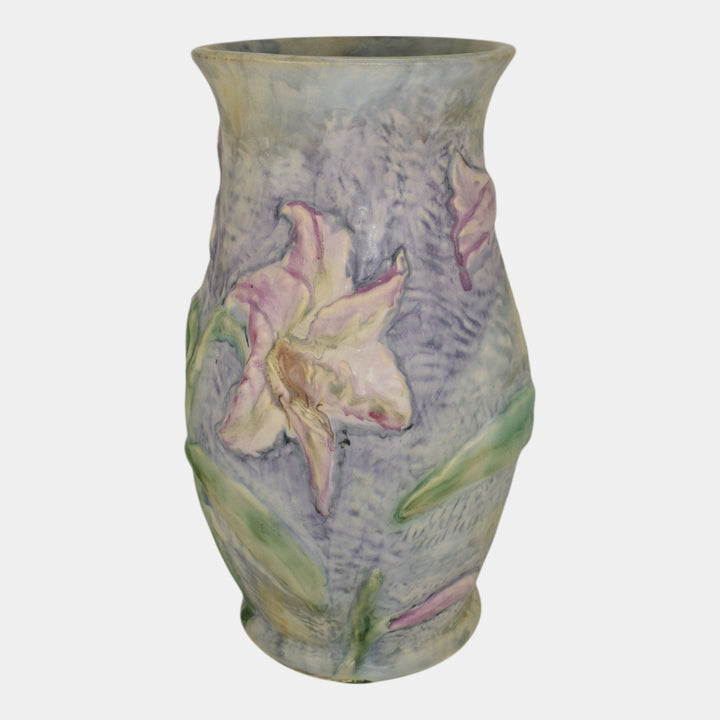 Weller Silvertone 1920s Vintage Art Pottery Floral Pastel Ceramic Vase
