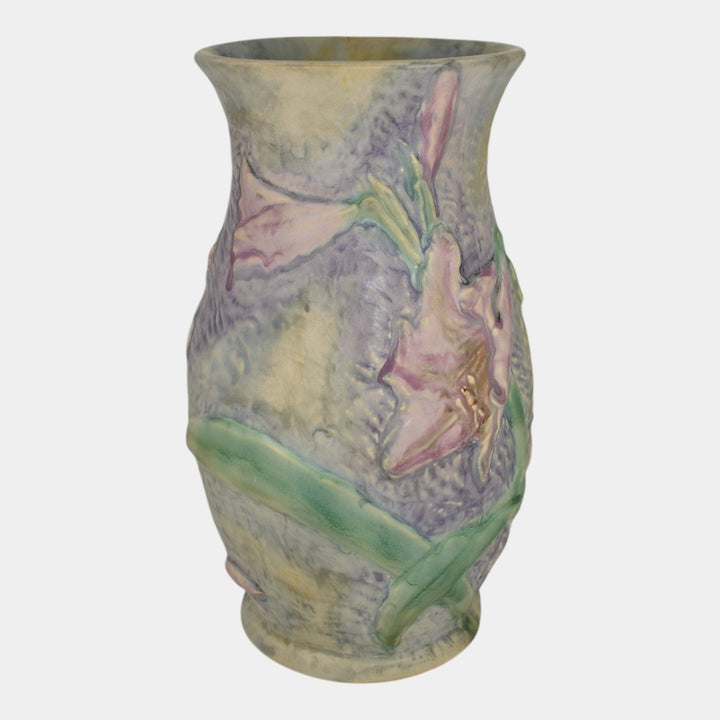 Weller Silvertone 1920s Vintage Art Pottery Floral Pastel Ceramic Vase