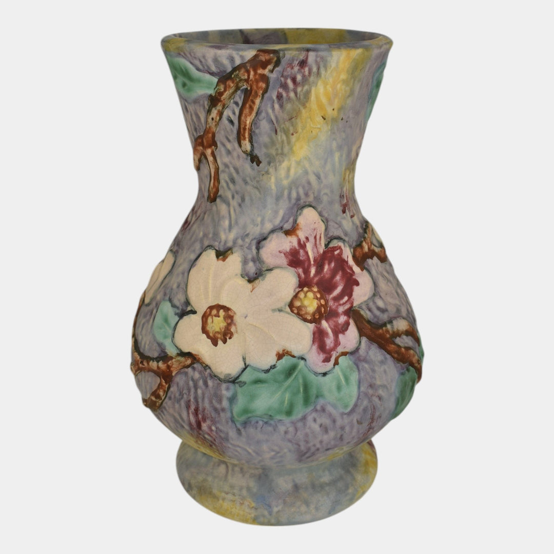 Weller Silvertone 1920s Vintage Art Pottery Floral Purple Pastel Ceramic Vase