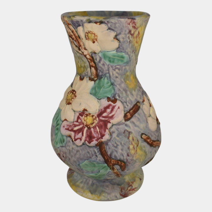 Weller Silvertone 1920s Vintage Art Pottery Floral Purple Pastel Ceramic Vase