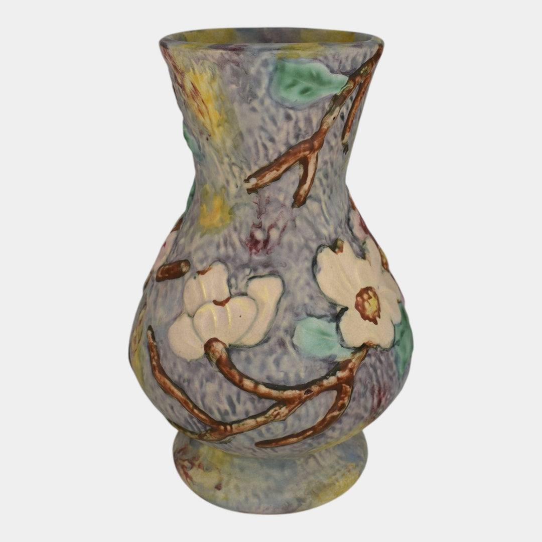 Weller Silvertone 1920s Vintage Art Pottery Floral Purple Pastel Ceramic Vase