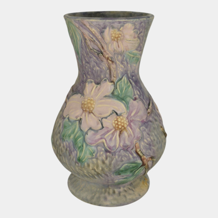 Weller Silvertone 1920s Vintage Art Pottery Floral Purple Pastel Ceramic Vase