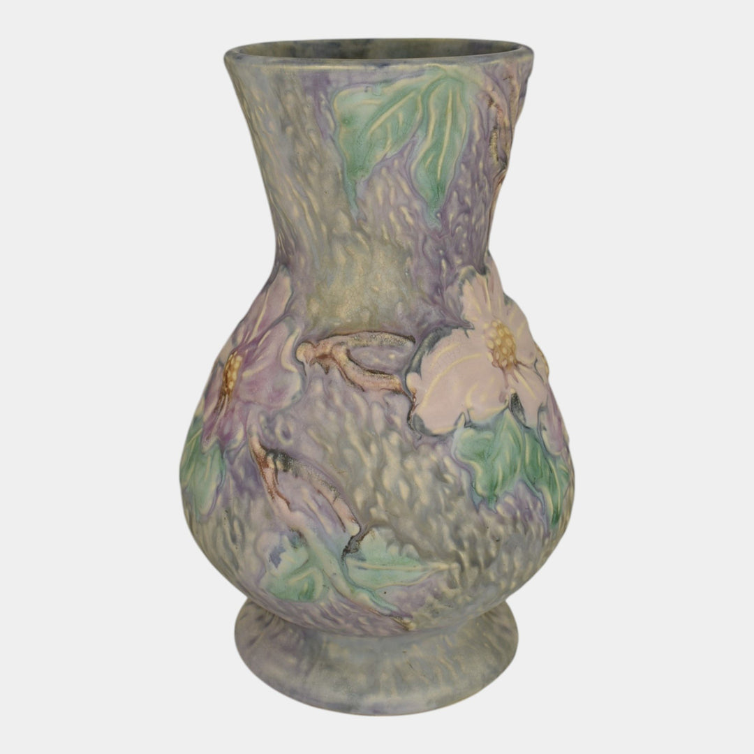 Weller Silvertone 1920s Vintage Art Pottery Floral Purple Pastel Ceramic Vase - Just Art Pottery