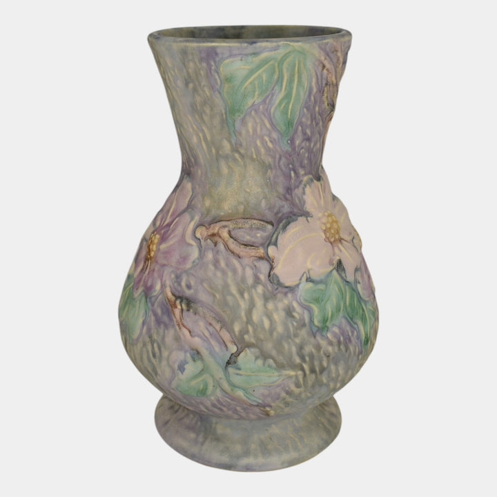 Weller Silvertone 1920s Vintage Art Pottery Floral Purple Pastel Ceramic Vase