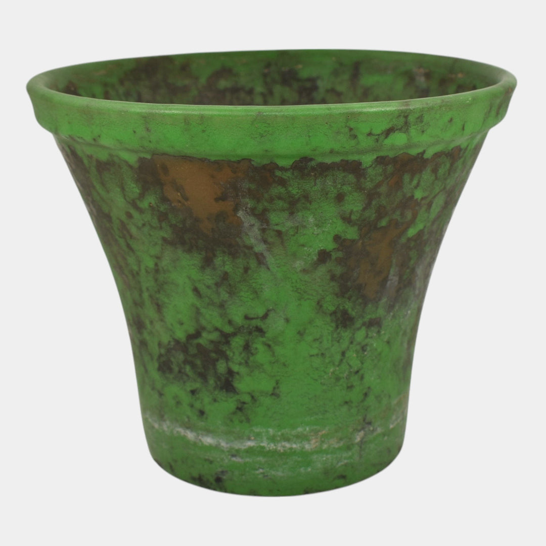 Weller Coppertone 1920s Vintage Arts and Crafts Pottery Green Flower Pot Planter - Just Art Pottery